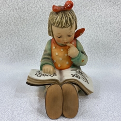 M.I. Hummel 14/B Girl, Book Worm Bookends,  Arbeitsmuster Red X, PW 11./62, Tmk 3