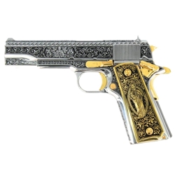 Colt 1911 45 ACP, Cathedral Design , High Polished Stainless Steel And 24K Gold Plated $2000.00