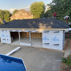 Pool House July 2024 Start Removing New Roof Shingles