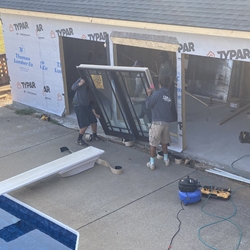 Pool House July 2024 Start Removing Sierra Pacific Doors and Windows